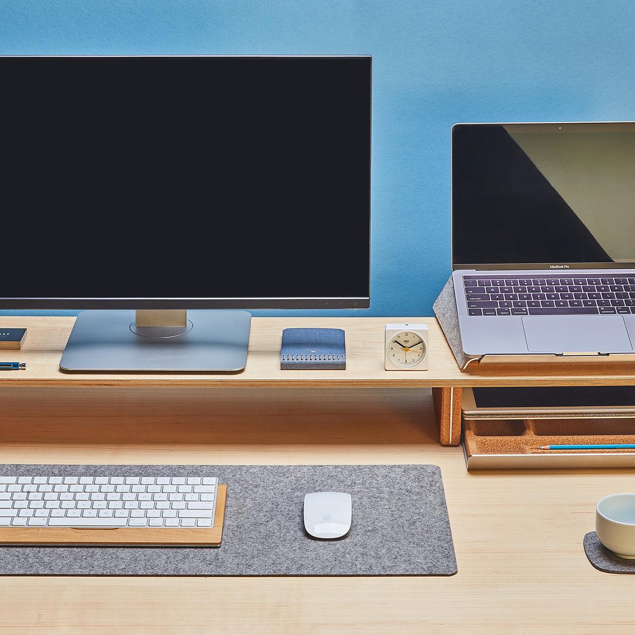 Grovemade maple desk shelf with laptop lift