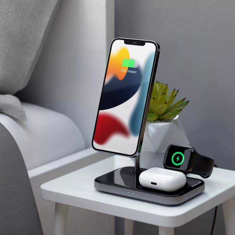 3 in 1 magnetic wireless charger bedside lifestyle