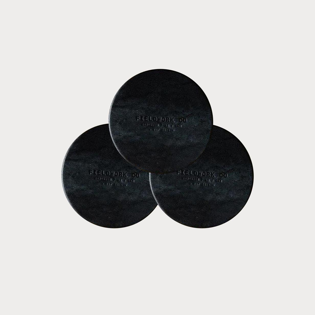 Moment Leather Coasters 3 pack Black 001