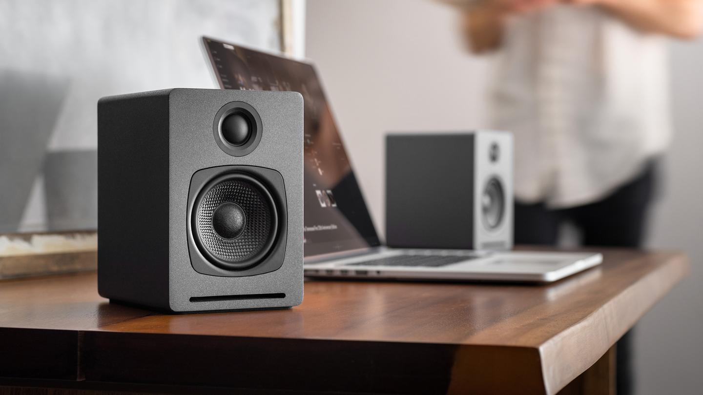 Moment audioengine A1 A1 Premium Wireless Desktop Speakers with built in DAC and apt X Bluetooth lifestyle 01