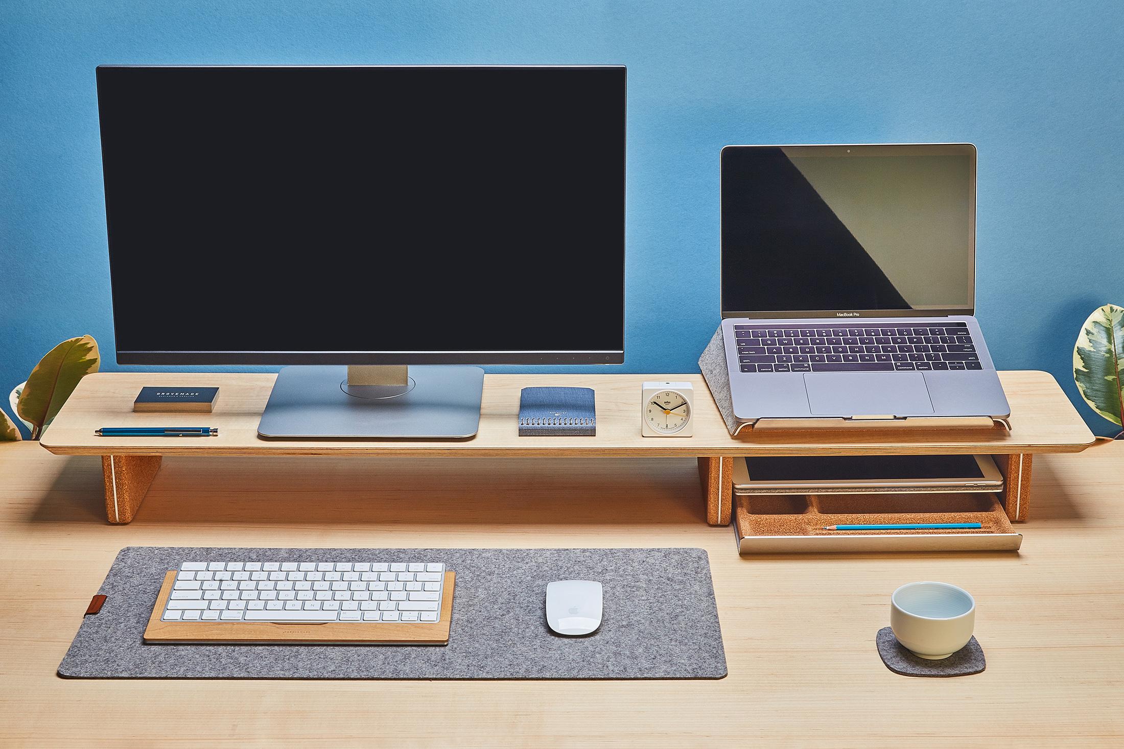 Grovemade maple desk shelf with laptop lift