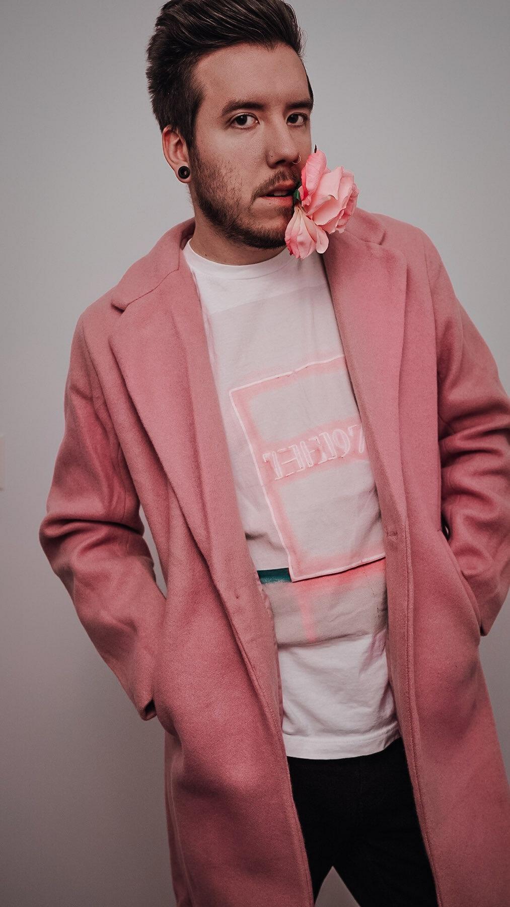 Portrait of Brian in Pink with Pink Flower